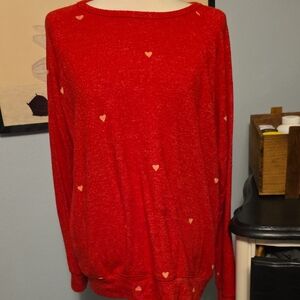 David Bitton Buffulo Red Heart Lightweight Sweatshirt Size Small